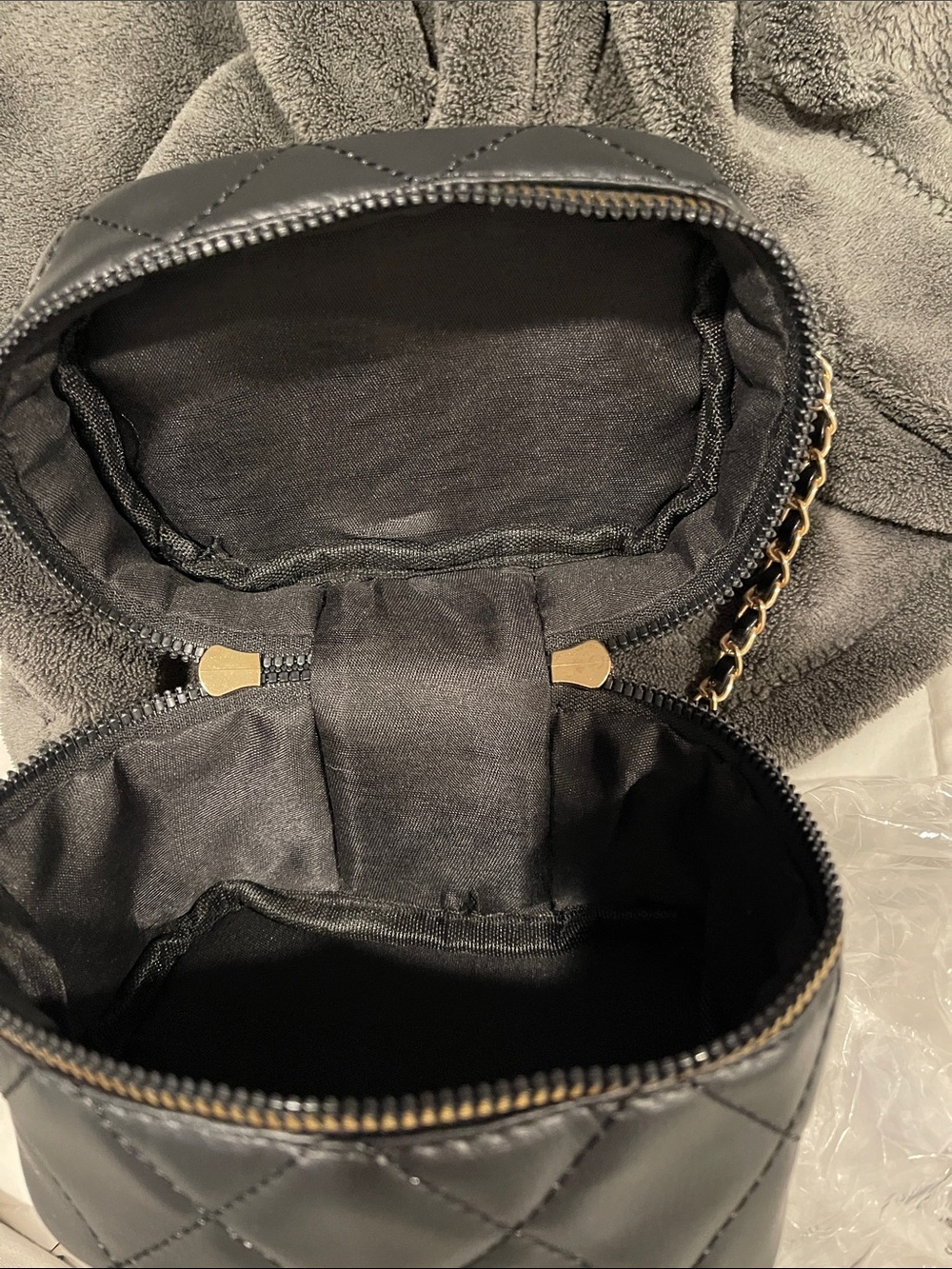 Black Quilted Mini Crossbody with Gold Chain Strap - Picture 5 of 8